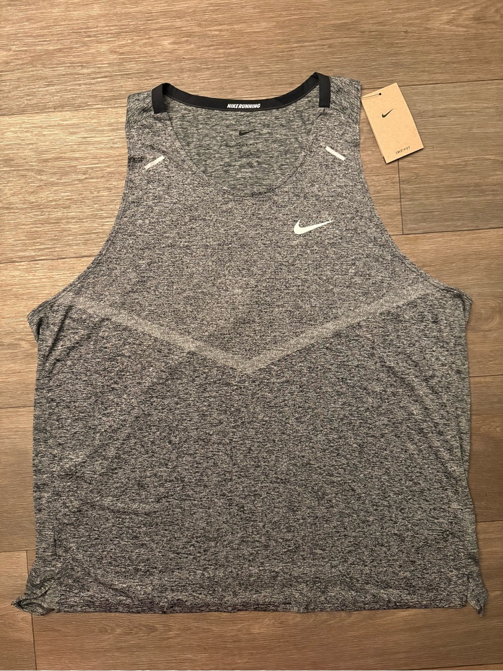 Nike Men’s Grey Heather Performance Tank with White Swoosh